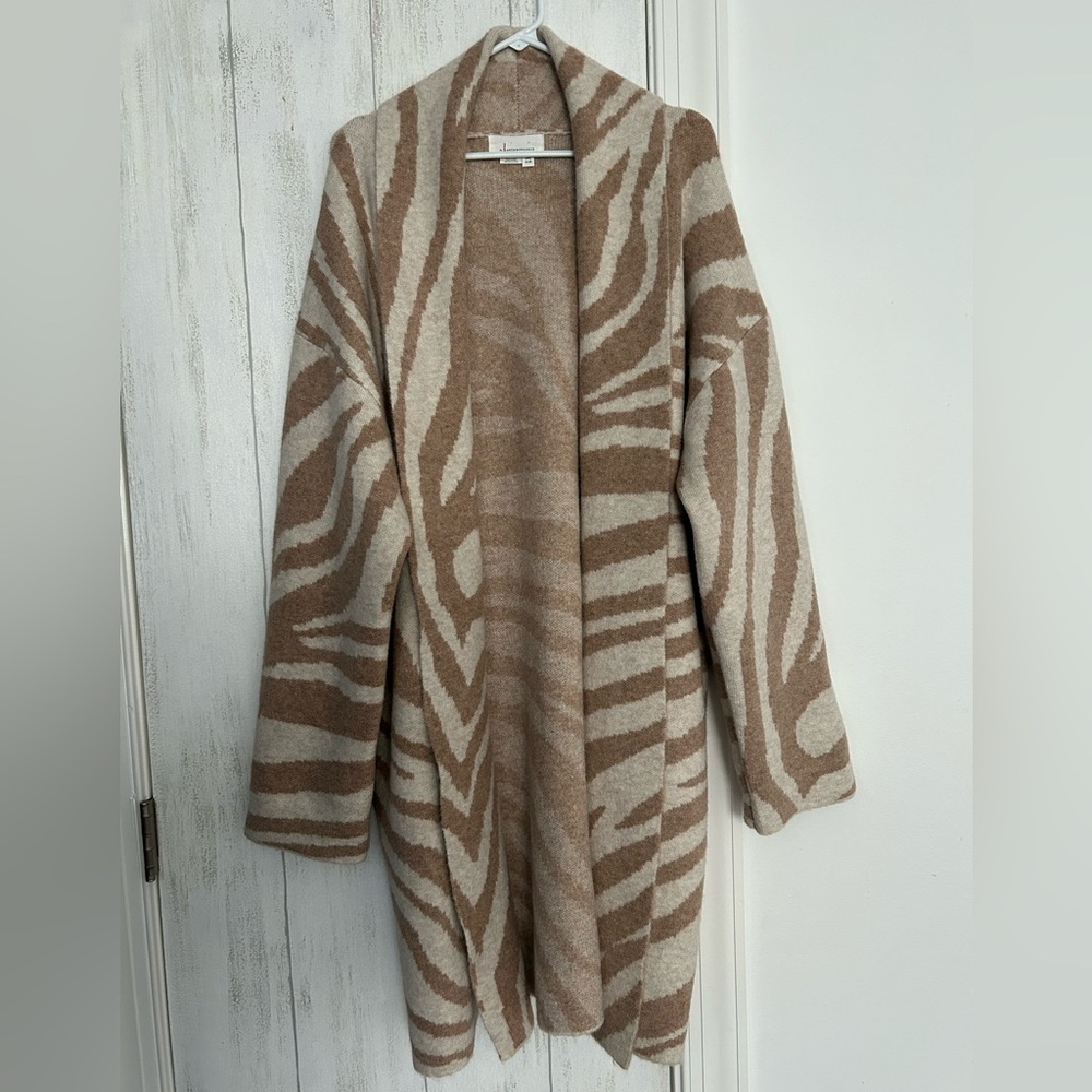 Anthropologie Zebra Neutral Colored Pattern | Open Front Sweater Cardigan